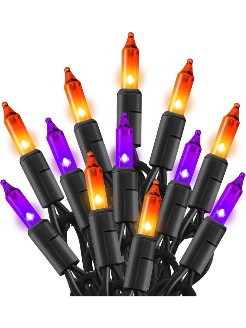 Vibrant Purple & Orange Halloween String Lights, 20FT 100 Count, Waterproof